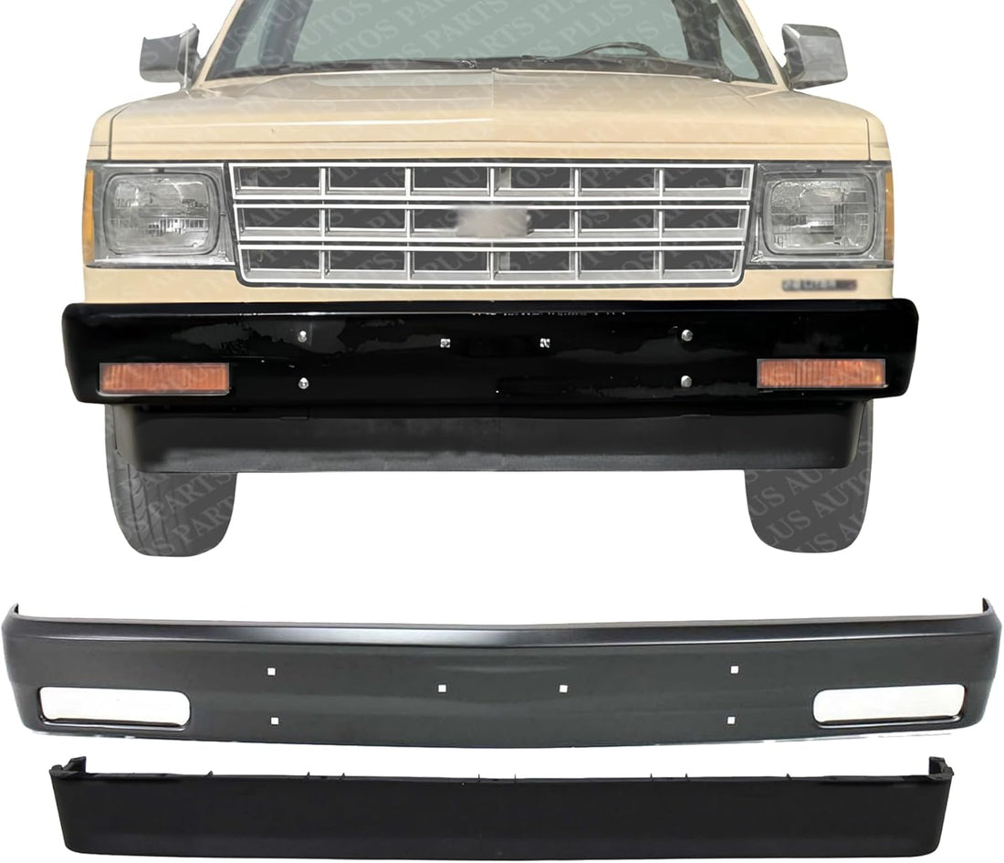 Front Bumper + Lower Valance Air Deflector Primed Direct Replacement Compatible With 1983-1994 Chevrolet S10 Blazer / 1982-1993 S10 GM1002138 GM1090104 GM1002138 GM1090104