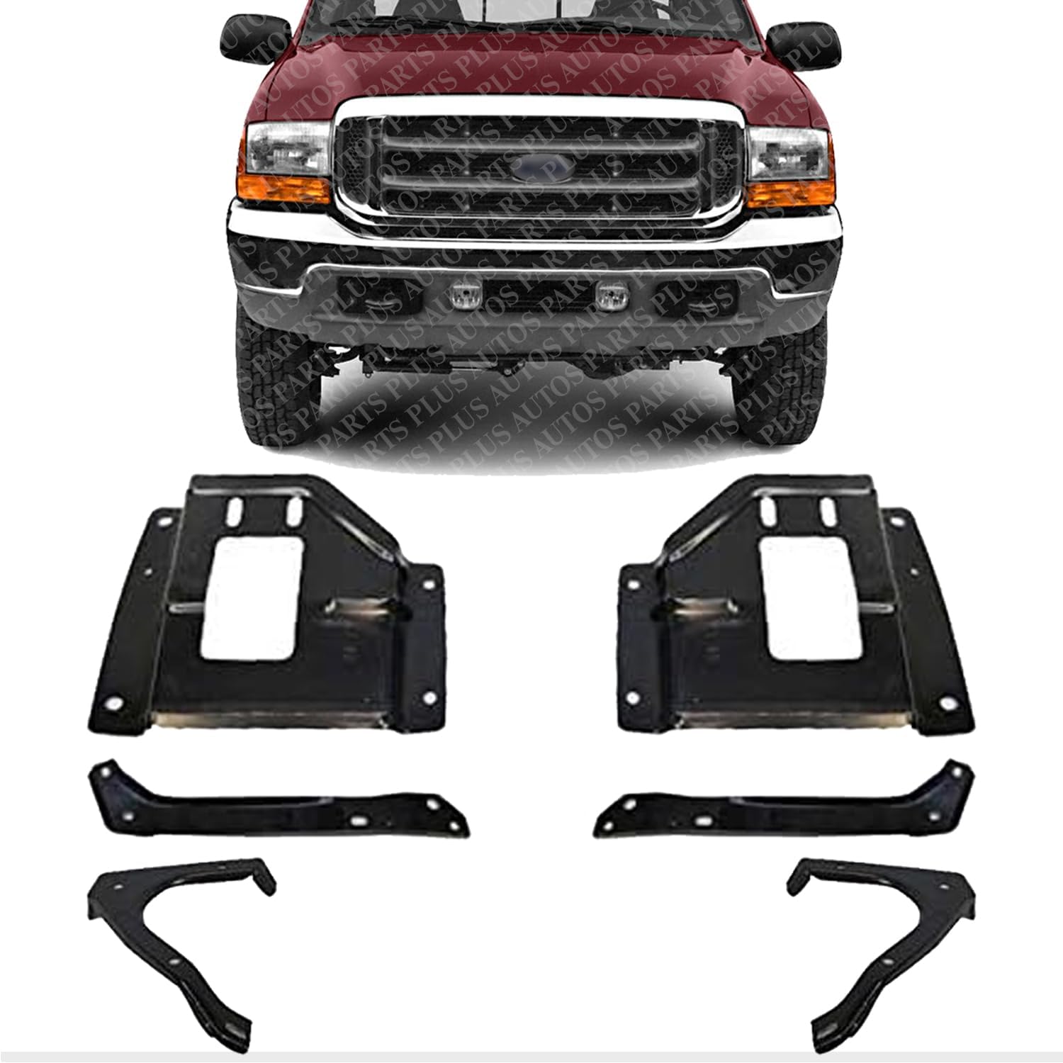 Set Of 6 Pcs Front Bumper Mounting Plate & Support Bracket Direct Replacement Compatible With 2001-2004 Ford F-Series FO1067133 FO1067147 FO1066133 FO1066147 FO1066128 FO1067128