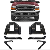Set Of 6 Pcs Front Bumper Mounting Plate & Support Bracket Direct Replacement Compatible With 2001-2004 Ford F-Series FO1067133 FO1067147 FO1066133 FO1066147 FO1066128 FO1067128