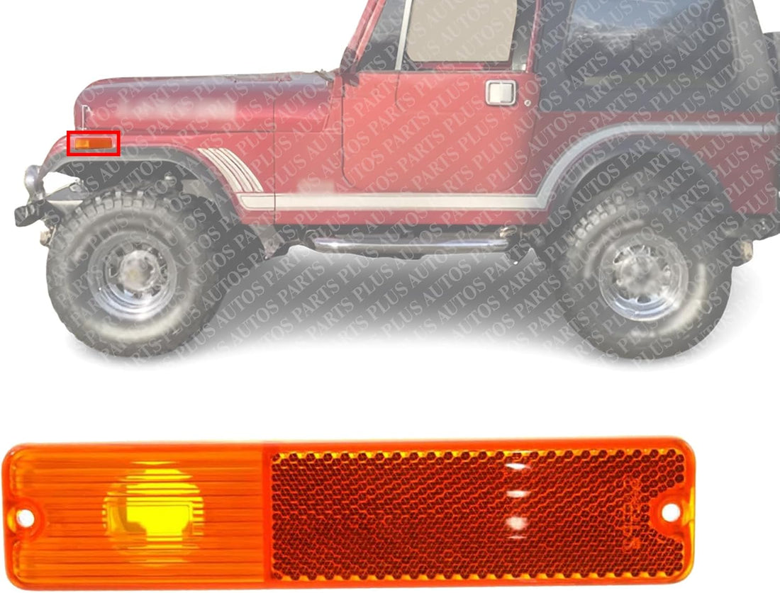 Front Side Marker Lens Corner Light Left Driver Side Direct Replacement Compatible With 1968-1986 Jeep CJ Series CH2550107 J0994020