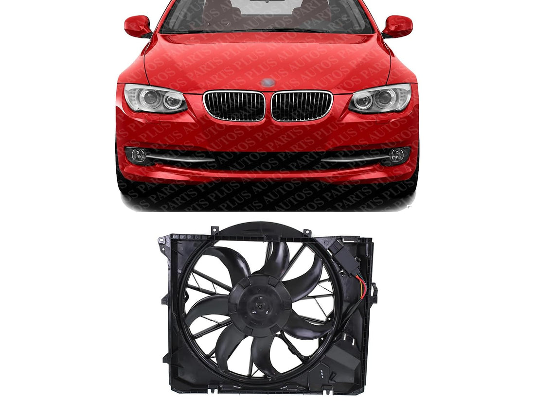 Front Radiator Single Fan Assembly Plastic Without Turbo Direct Replacement Compatible with 2006-2013 BMW 3-Series / 2008-2013 128i BM3117101 17427562080