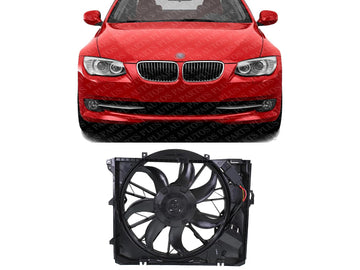 Front Radiator Single Fan Assembly Plastic Without Turbo Direct Replacement Compatible with 2006-2013 BMW 3-Series / 2008-2013 128i BM3117101 17427562080