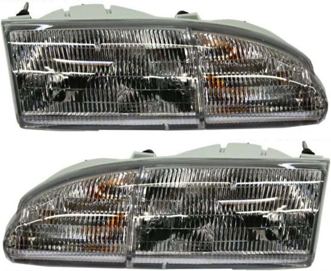 Set Of 2 Front Headlights Assembly Right Passenger & Left Driver Side Direct Replacement Compatible With 1994-1995 Ford Thunderbird FO2502128 FO2503128 F4SZ13008B F4SZ13008A
