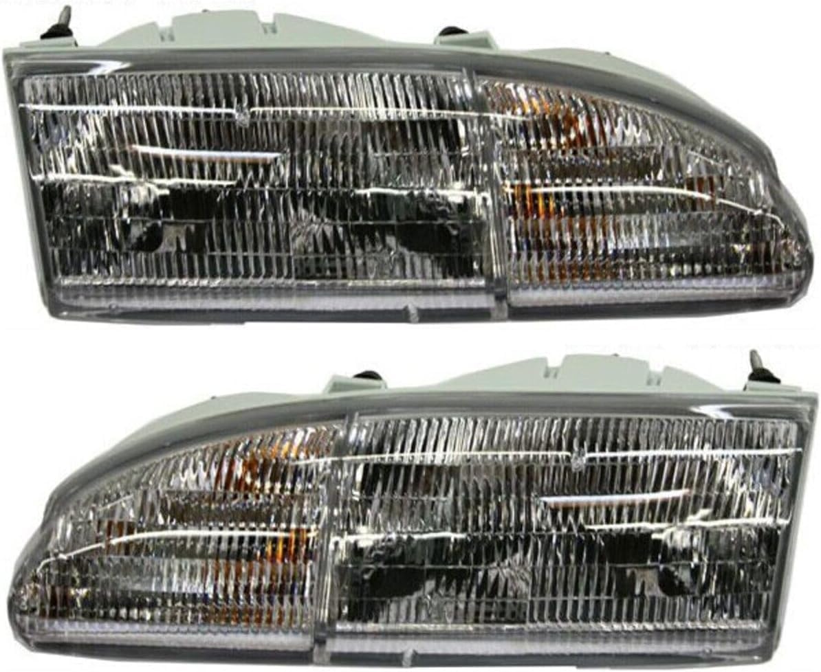 Set Of 2 Front Headlights Assembly Right Passenger & Left Driver Side Direct Replacement Compatible With 1994-1995 Ford Thunderbird FO2502128 FO2503128 F4SZ13008B F4SZ13008A