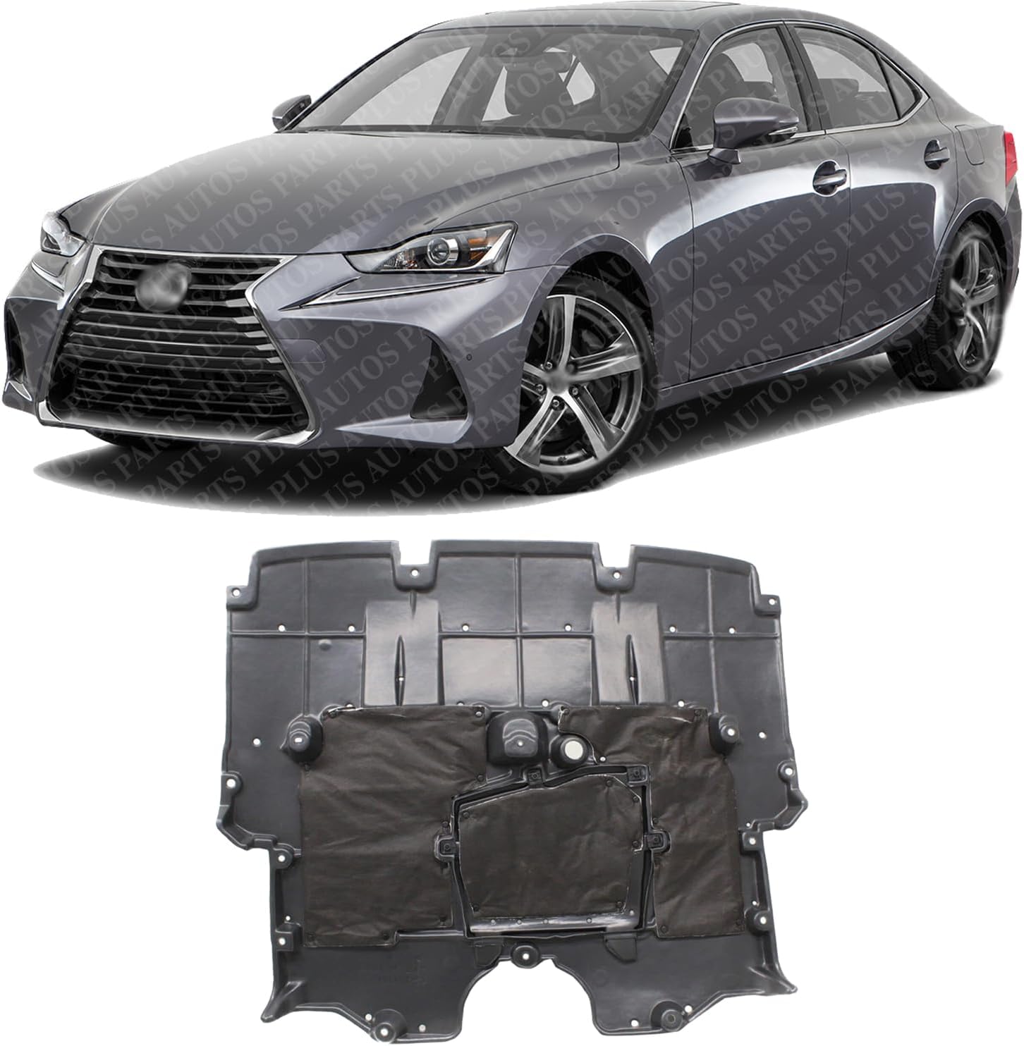 Front Engine Splash Shield Under Cover Plastic Direct Replacement Compatible with 2016-2017 Lexus IS350 / IS300 / IS350 LX1228151 5141053170-PFM