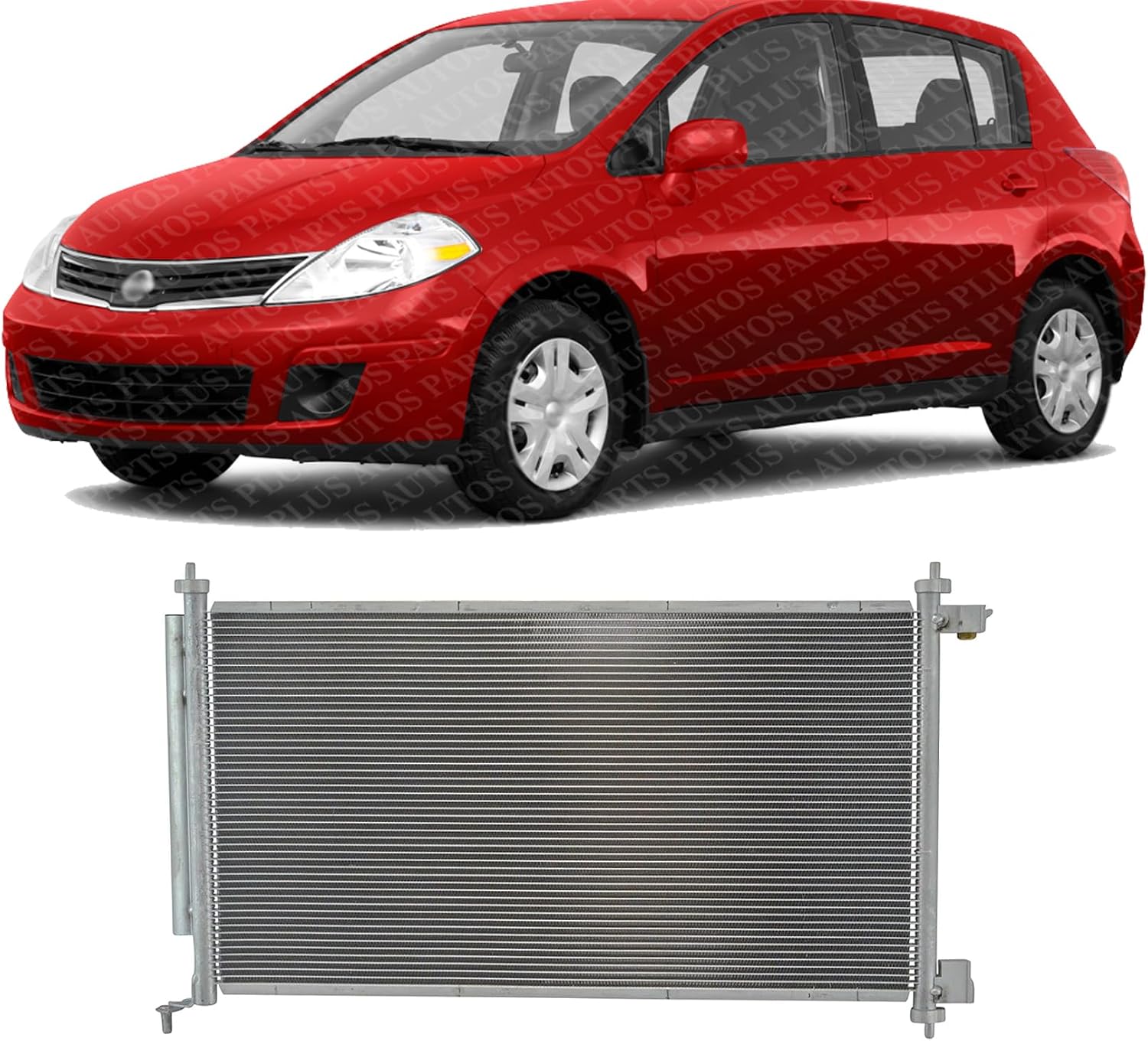 Front A/C Condenser Aluminum Core Direct Replacement Compatible With 2007-2012 Nissan Versa / 2009-2014 Cube NI3030163 92100ZW40D