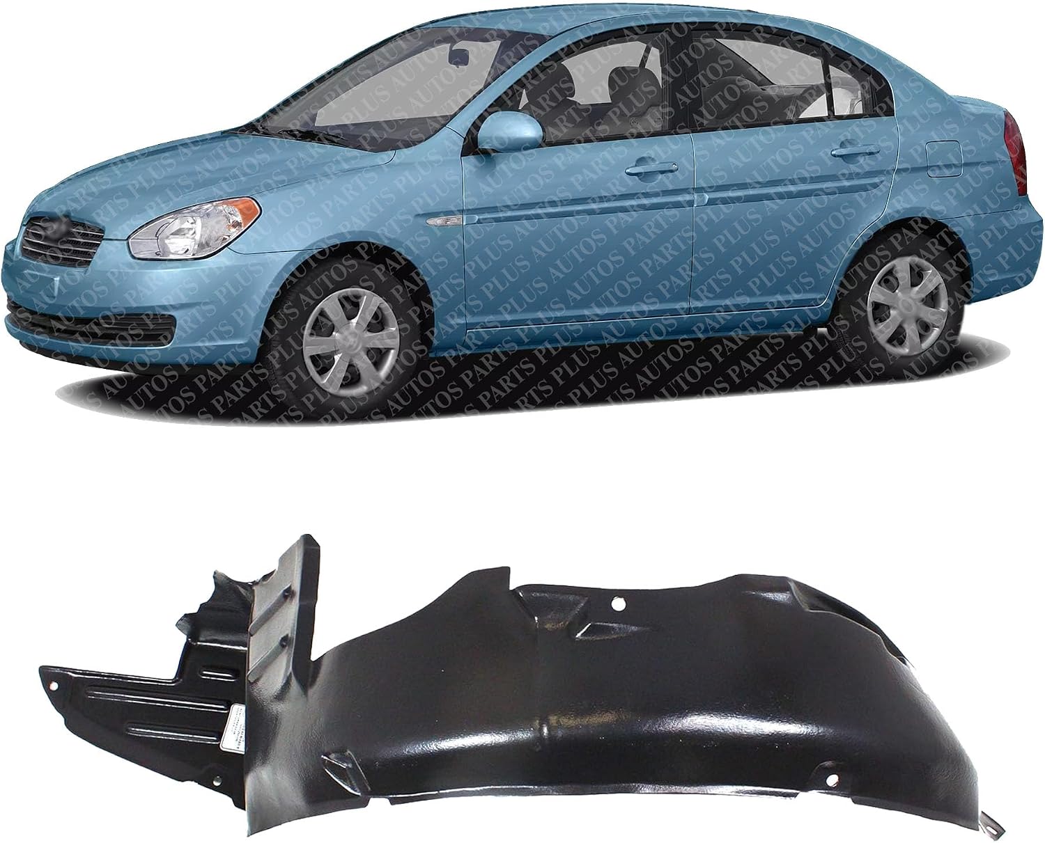 Front Fender Liner Left Driver Side Direct Replacement Compatible With 2003-2006 Hyundai Accent HY1250106 8681125500