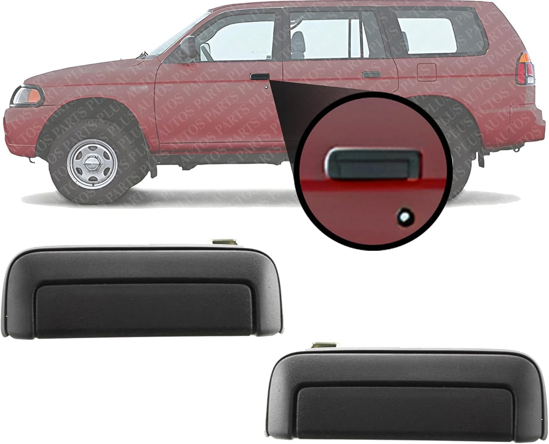 Set of 2 Front Exterior Door Handle Textured Without Key Hole Left Driver & Right Passenger Side Direct Replacement Compatible with 1997-2004 Mitsubishi Montero Sport