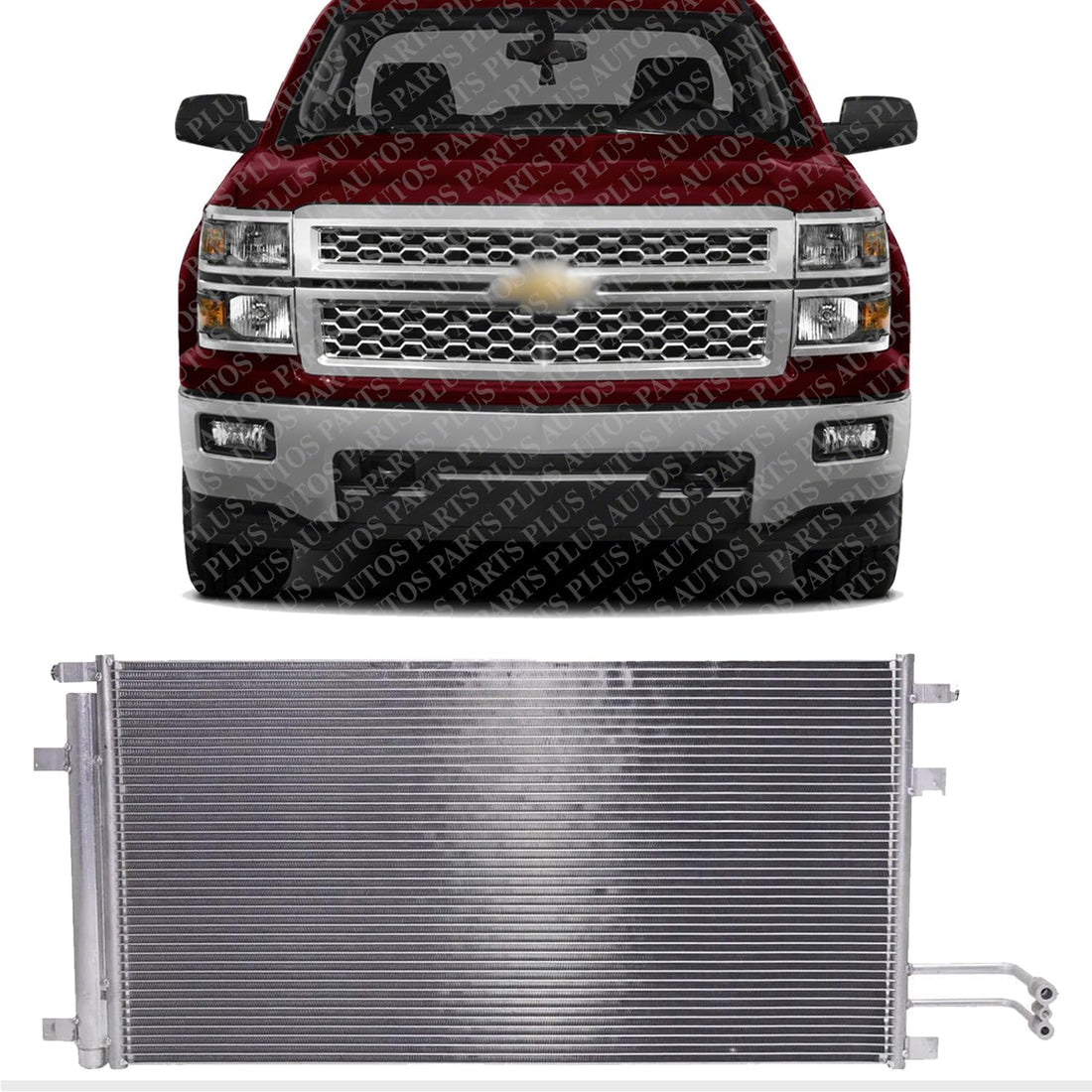 A/C Condenser Aluminum Core 5.3L 6.2L Gas/Flex Engines Direct Replacement Compatible With 2014-2019 Chevrolet Silverado/GMC Sierra 1500 GM3030306 84537373