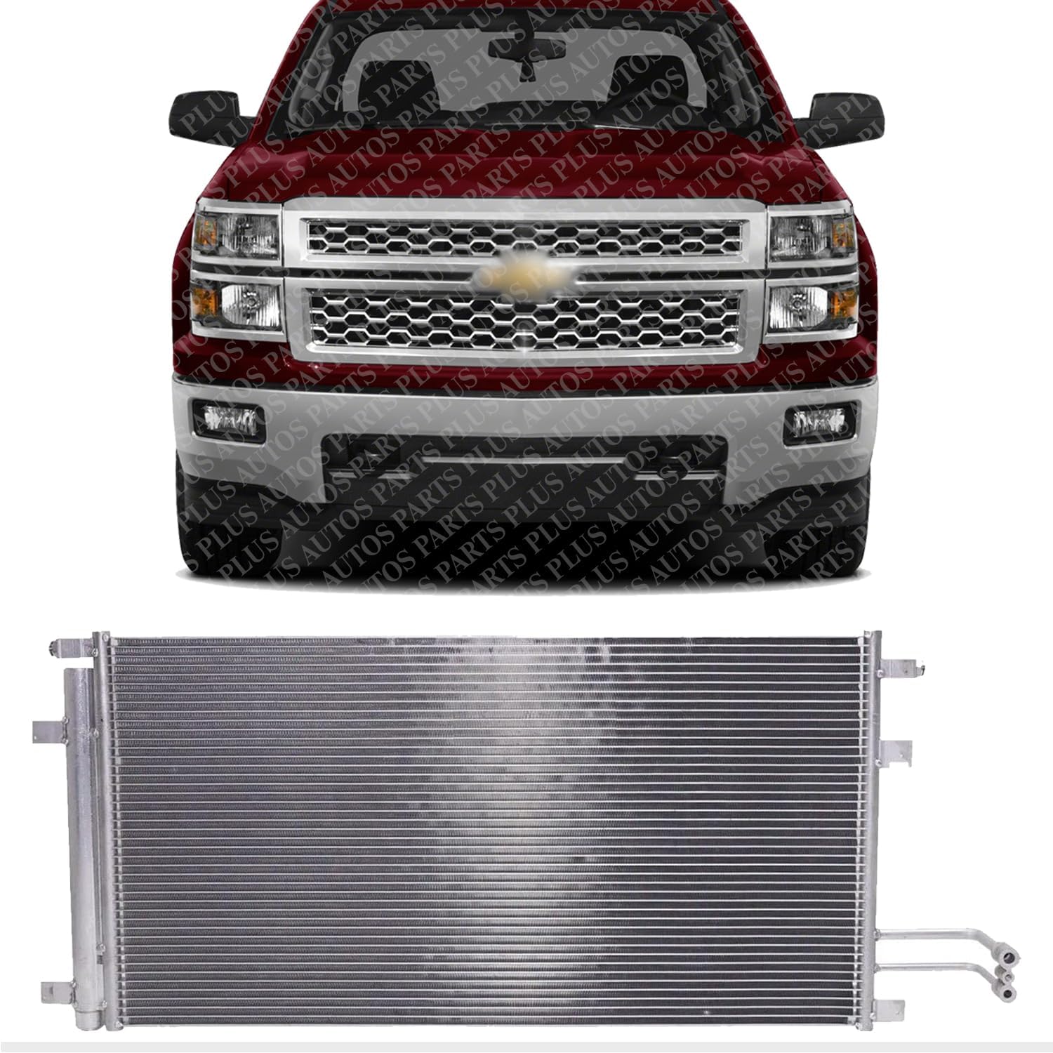 A/C Condenser Aluminum Core 5.3L 6.2L Gas/Flex Engines Direct Replacement Compatible With 2014-2019 Chevrolet Silverado/GMC Sierra 1500 GM3030306 84537373