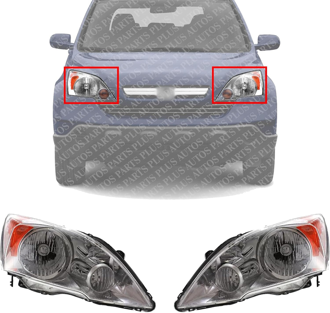 Set Of 2 Front Head Light Left Driver & Right Passenger Side Direct Replacement Compatible With 2007-2011 Honda CR-V HO2502129 HO2503129 33151SWAA01 33101SWAA01