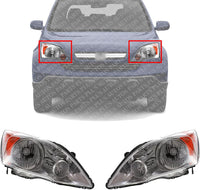 Set Of 2 Front Head Light Left Driver & Right Passenger Side Direct Replacement Compatible With 2007-2011 Honda CR-V HO2502129 HO2503129 33151SWAA01 33101SWAA01