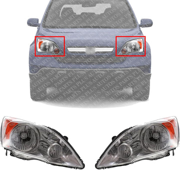 Set Of 2 Front Head Light Left Driver & Right Passenger Side Direct Replacement Compatible With 2007-2011 Honda CR-V HO2502129 HO2503129 33151SWAA01 33101SWAA01