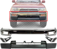 AUTOS PARTS PLUS Front Bumper Face Bar Chrome + Lower Valance Primed + Bracket Right Passenger & Left Driver Side Direct Replacement Compatible With 1996-1998 Toyota 4Runner TO1002162 TO1095174