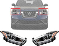 Set Of 2 Front Head Light Assembly Plastic Left Driver & Right Passenger Side Direct Replacement Compatible With 2018-2020 Nissan Kicks NI2503264 NI2502264 260105RL0A 260605RL0A