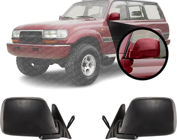 Set Of 2 Front Power Mirror Manual Folding Non-Heated Primed Right & Left Side Direct Replacement Compatible With 1990-1997 Toyota Land Cruiser / 1996-1997 Lexus LX450 TO1320146