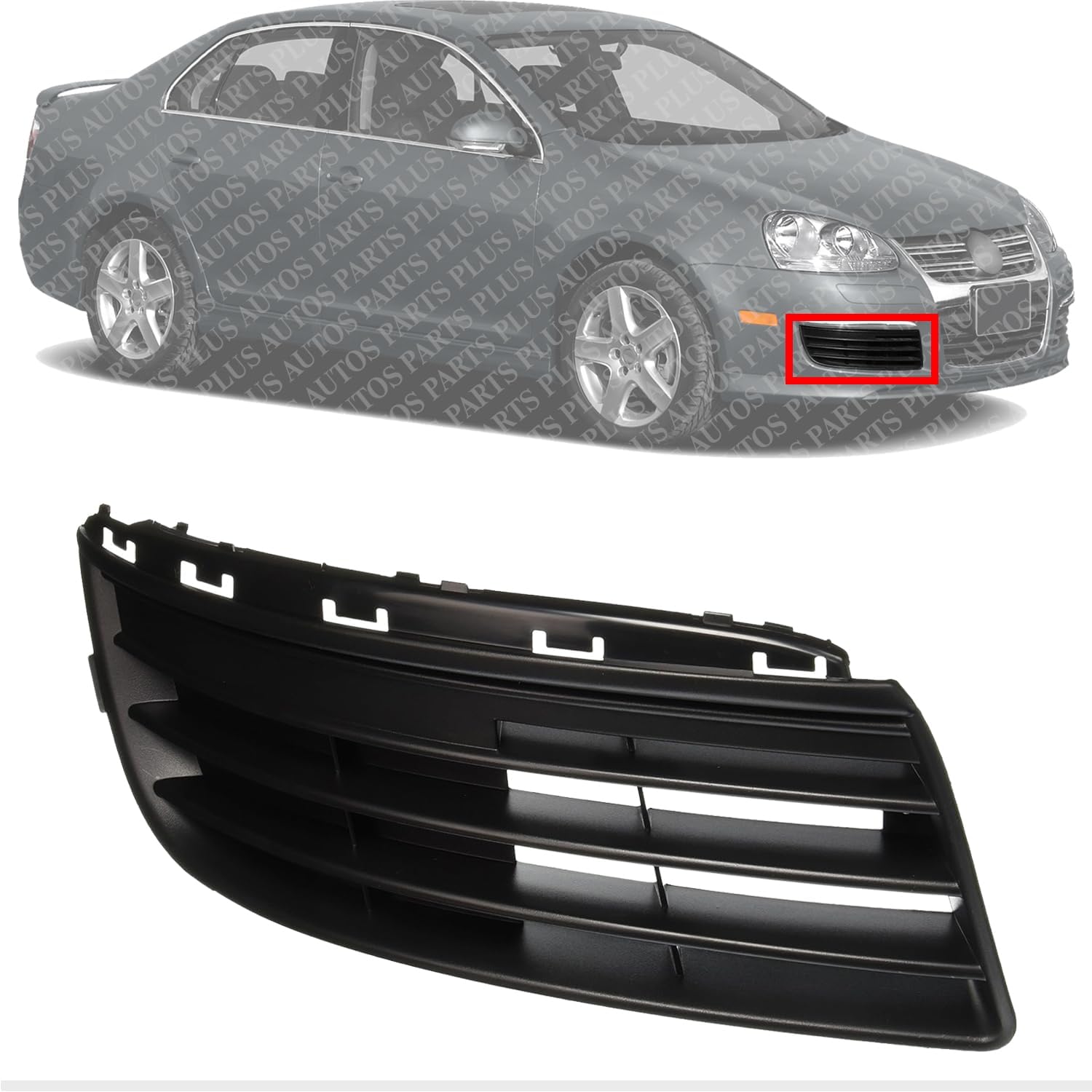 AUTOS PARTS PLUS Front Fog Light Outer Cover Textured Right Passenger Side Direct Replacement Compatible with 2005-2010 Volkswagen Jetta VW1036107 1K0853666F9B9