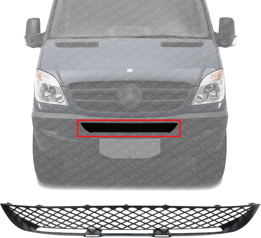 Front Bumper Grille Textured Plastic Direct Replacement Compatible With 2010-2013 Mercedes Benz Sprinter 2500 3500 MB1036125 90688500539051