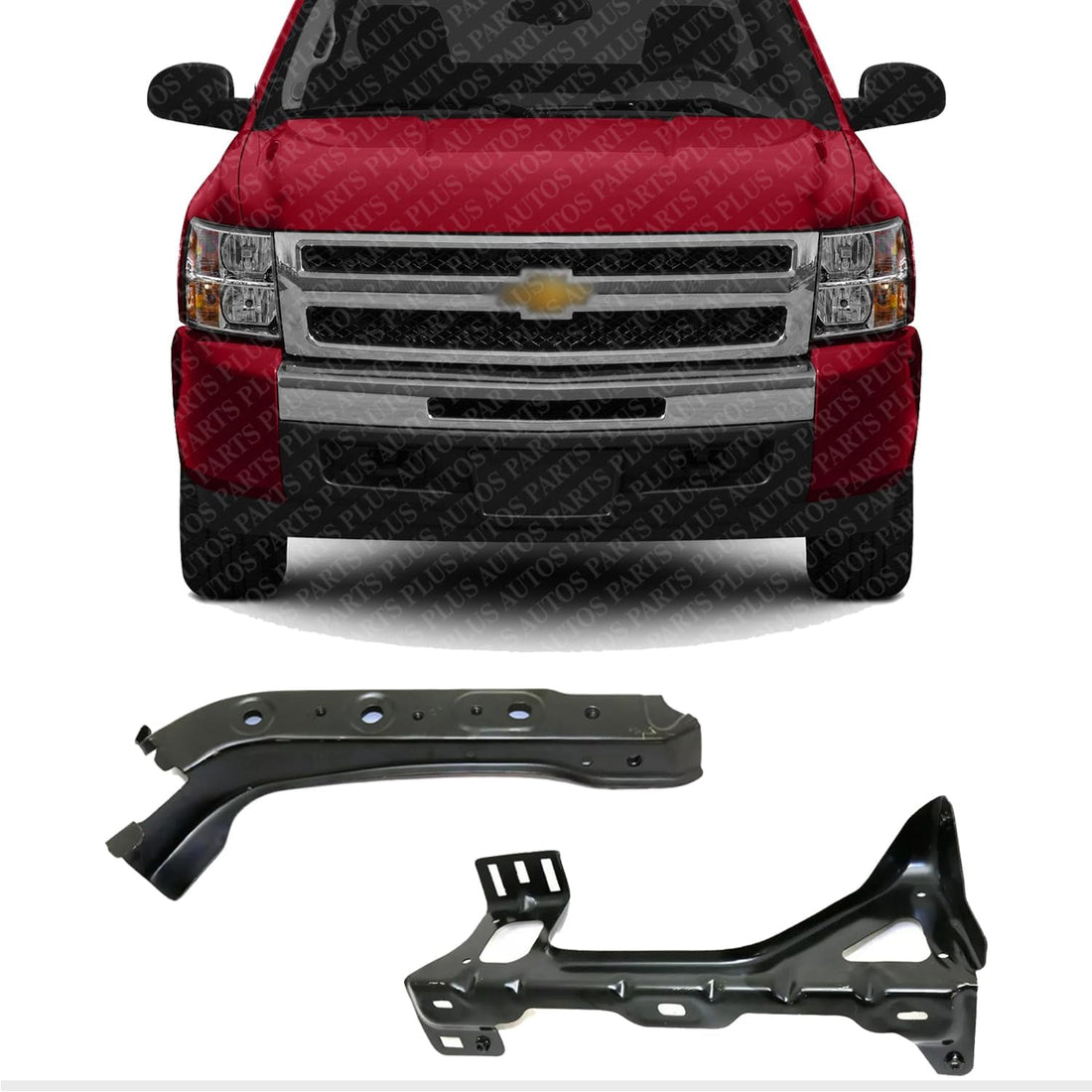 Front Radiator Support Brackets Steel Right Passenger & Left Driver Side Direct Replacement Compatible with 2007-2013 Chevrolet Silverado 1500 / 2007-2014 2500HD 3500HD GM1225317