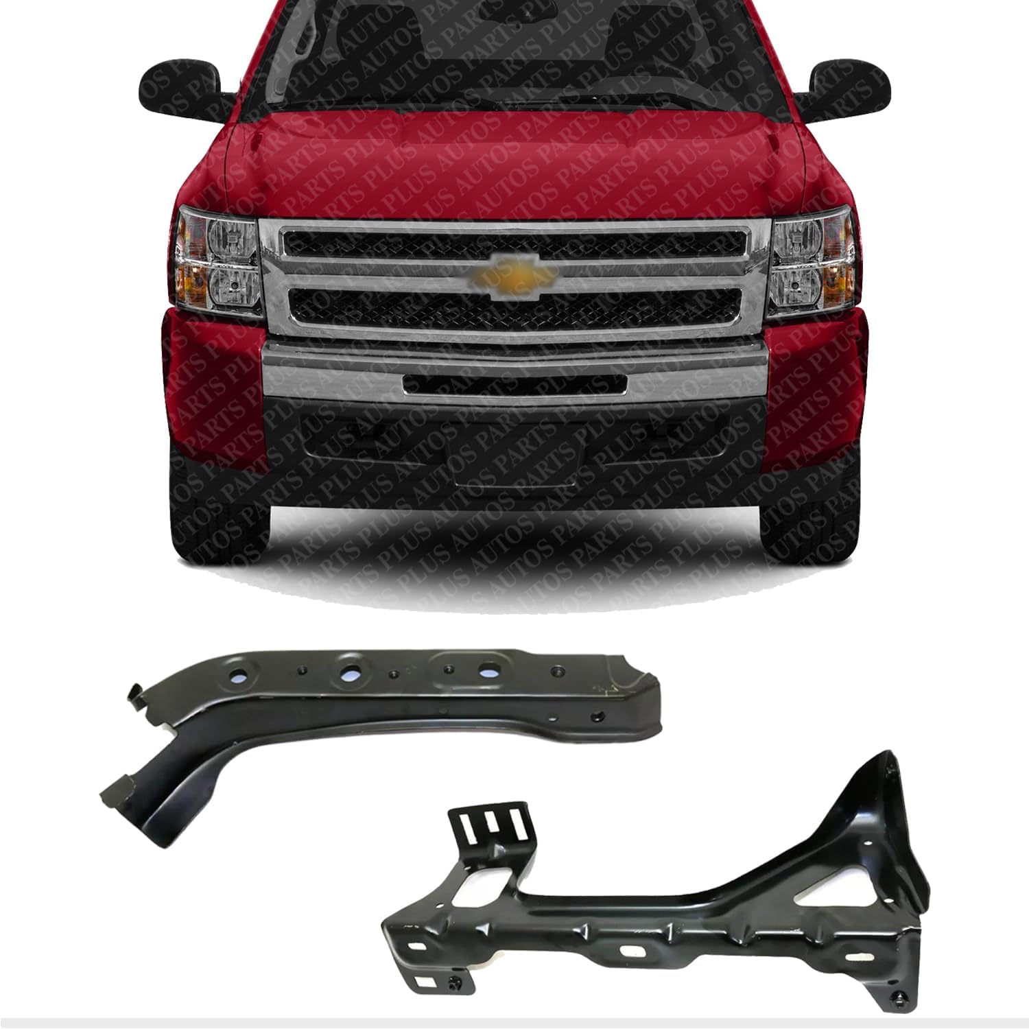 Front Radiator Support Brackets Steel Right Passenger & Left Driver Side Direct Replacement Compatible with 2007-2013 Chevrolet Silverado 1500 / 2007-2014 2500HD 3500HD GM1225317