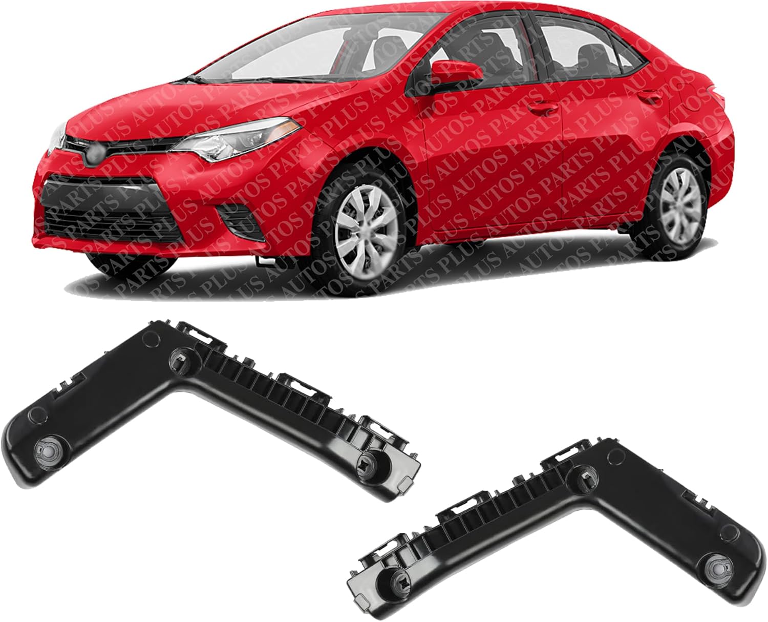 Set Of 2 Front Bumper Bracket Left Driver & Right Passenger Side Direct Replacement Compatible With 2014-2016 Toyota Corolla TO1043123 TO1042123 5211502240 5211602240