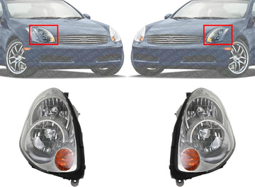 Set Of 2 Front Head Light Left Driver & Right Passenger Side Direct Replacement Compatible With 2005-2006 Infiniti G35 IN2519106 IN2518106 26015AC700 26065AC700