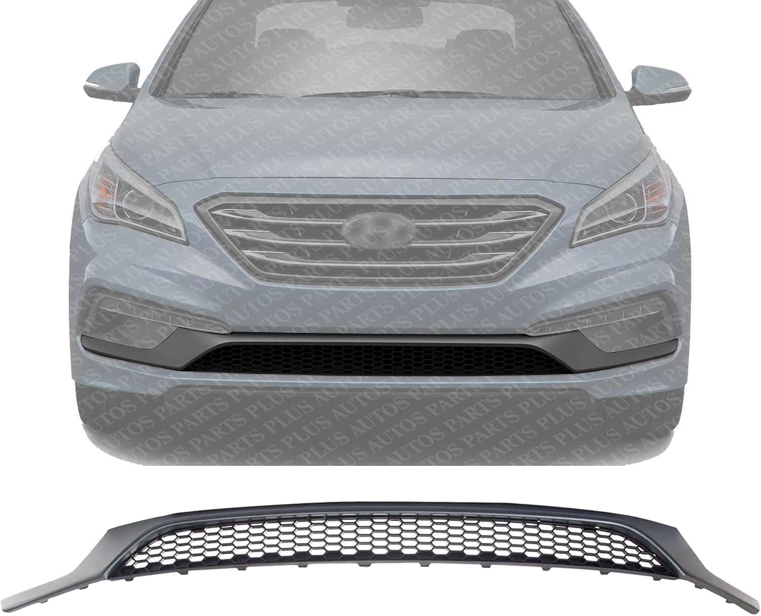 Front Bumper Lower Grille Primed Direct Replacement Compatible With 2015-2017 Hyundai Sonata HY1036121 86560C2300