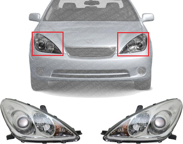 Set Of 2 Front Head Light Assembly Plastic Left Driver & Right Passenger Side Direct Replacement Compatible With 2005-2006 Lexus ES330 LX2502125 LX2503125 8117033561 8113033561