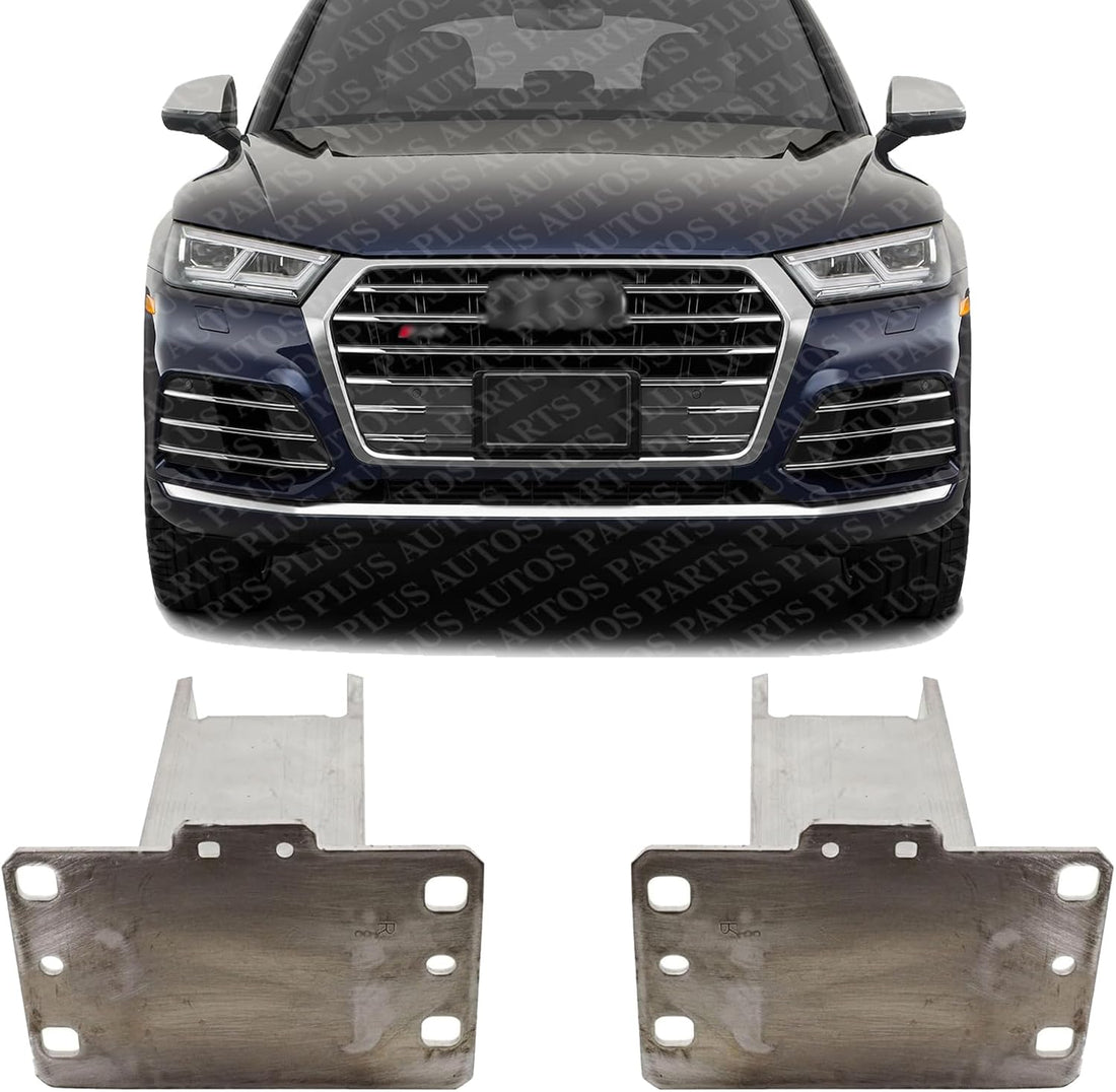 Set of 2 Front Bumper Bracket Steel Left Driver & Right Passenger Side Direct Replacement Compatible with 2018-2024 Audi SQ5 / Q5 / 2021-2023 Sportback AU1067112 AU1066112