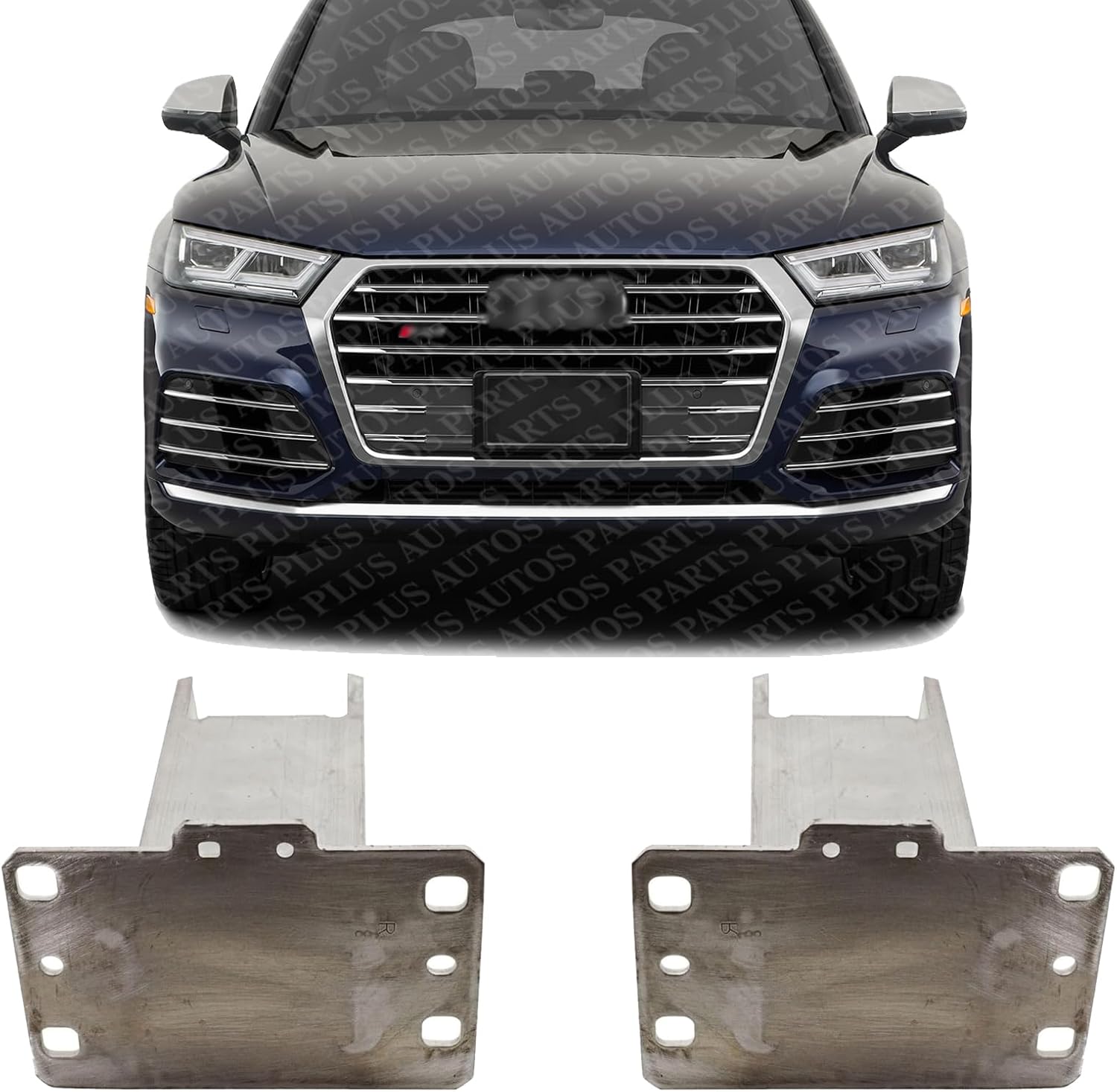 Set of 2 Front Bumper Bracket Steel Left Driver & Right Passenger Side Direct Replacement Compatible with 2018-2024 Audi SQ5 / Q5 / 2021-2023 Sportback AU1067112 AU1066112