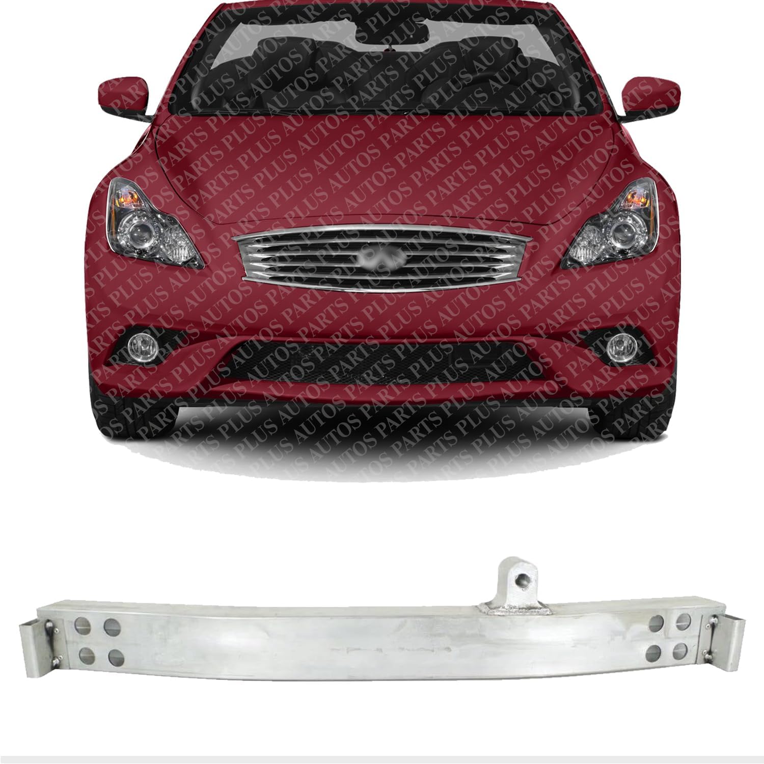 Front Bumper Reinforcement Aluminum Direct Replacement Compatible With 2008-2013 Infiniti G37 / 2014-2015 Q60 IN1006149 62030JL00A