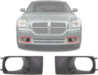 Set Of 2 Front Fog Light Molding Textured Right Passenger & Left Driver Side Direct Replacement Compatible With 2005-2007 Dodge Magnum CH1038139 CH1039139 4805923AA 4805922AA
