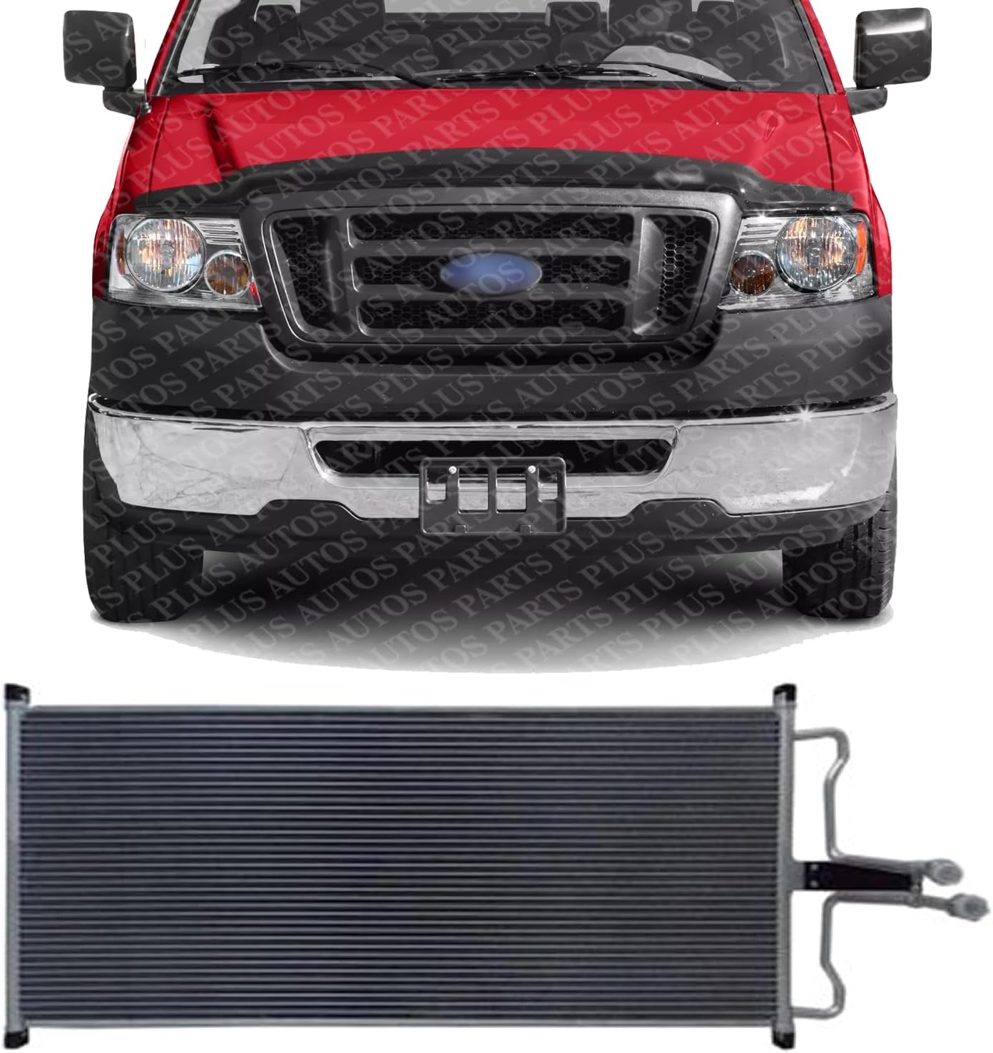 Front A/C Condenser Aluminum Core Direct Replacement Compatible With 2004-2008 Ford F-150/2006-2008 Lincoln Mark FO3030193 7L3Z19712A