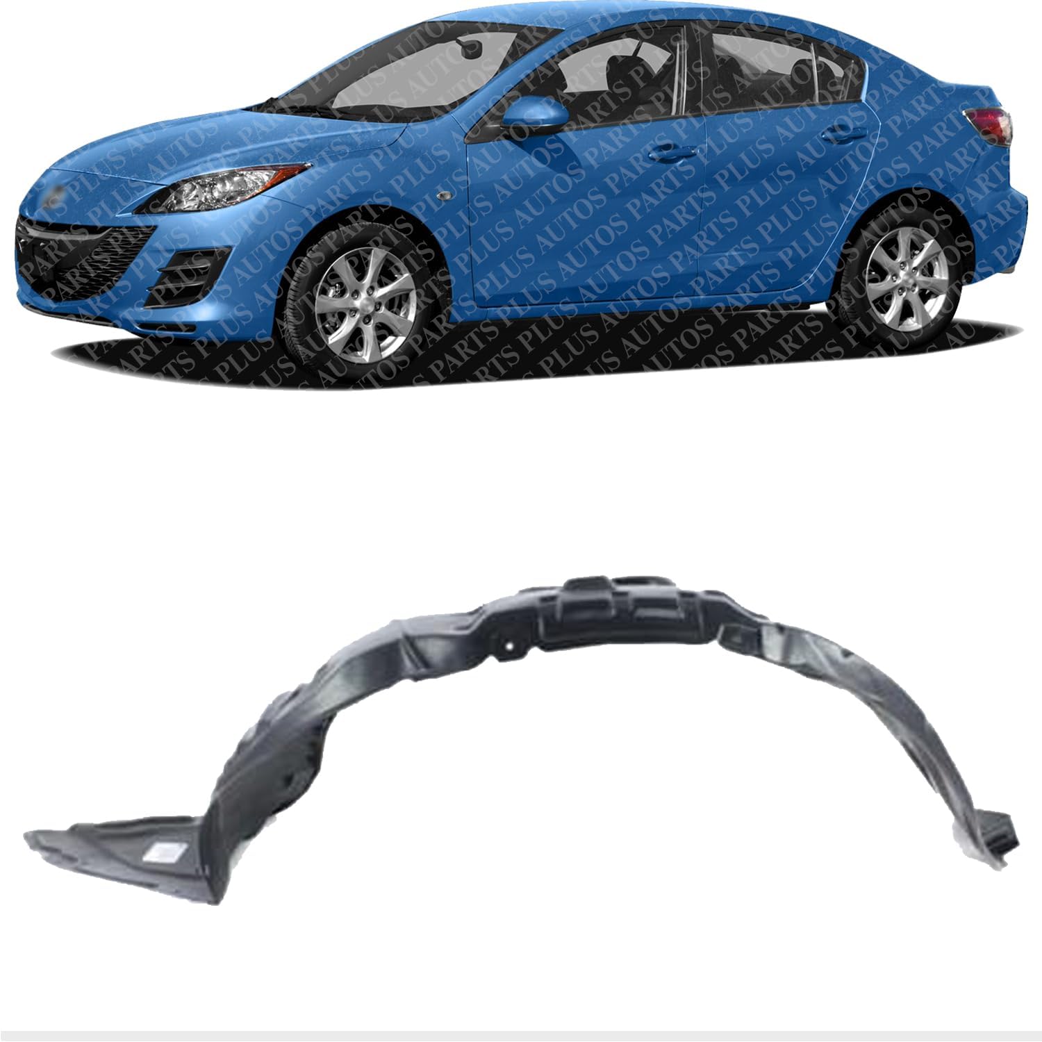 Front Fender Liner Left Driver Side Direct Replacement Compatible With 2010-2011 Mazda 3 MA1248138 BBP356140G