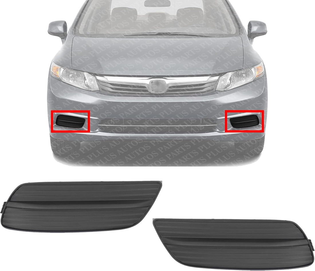 Set Of 2 Front Fog Light Cover Dark Gray Left Driver & Right Passenger Side Direct Replacement Compatible With 2012 Honda Civic HO1038105 HO1039105 71106TR0A01 71107TR0A01