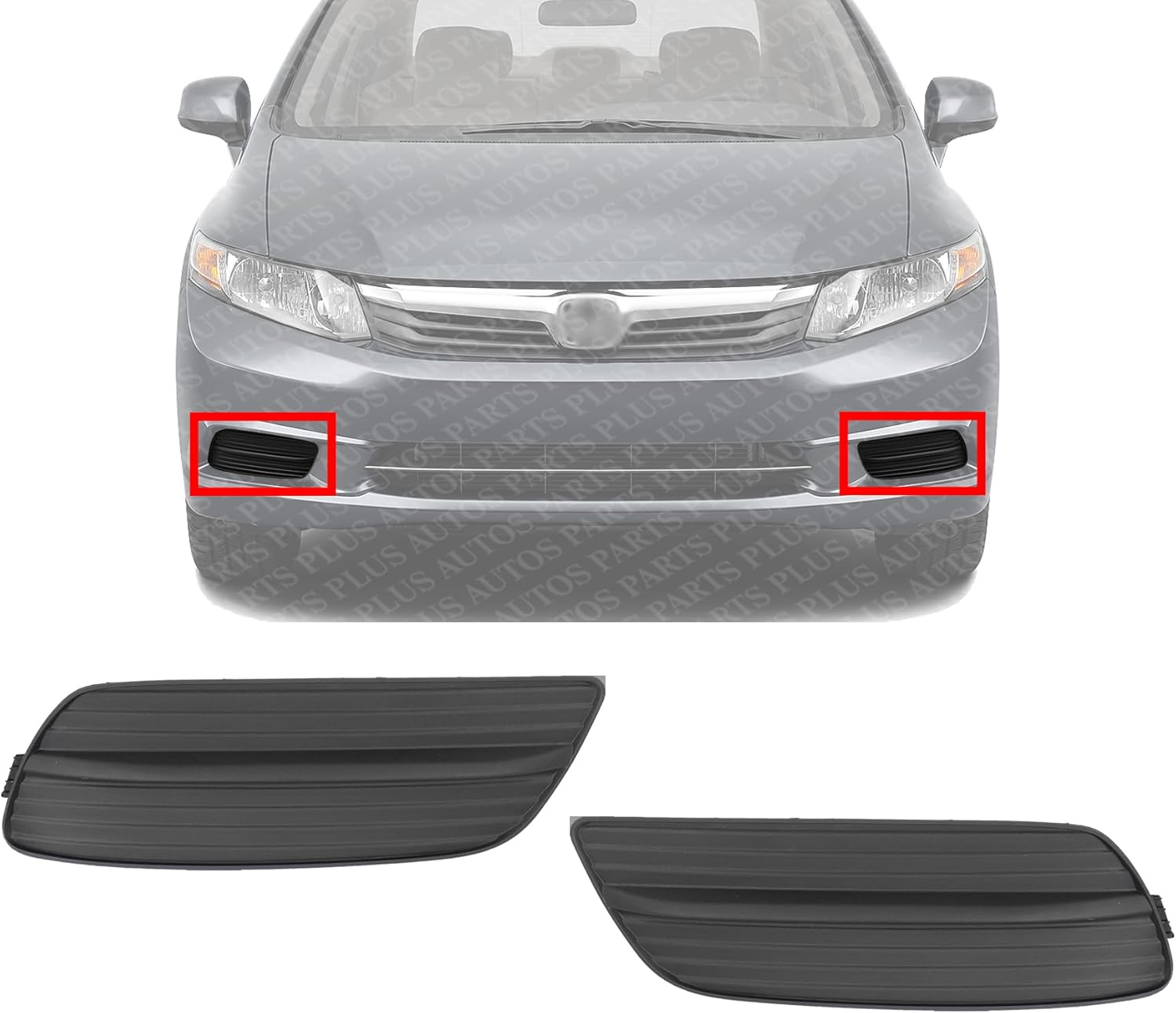 Set Of 2 Front Fog Light Cover Dark Gray Left Driver & Right Passenger Side Direct Replacement Compatible With 2012 Honda Civic HO1038105 HO1039105 71106TR0A01 71107TR0A01