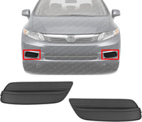 Set Of 2 Front Fog Light Cover Dark Gray Left Driver & Right Passenger Side Direct Replacement Compatible With 2012 Honda Civic HO1038105 HO1039105 71106TR0A01 71107TR0A01