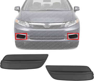 Set Of 2 Front Fog Light Cover Dark Gray Left Driver & Right Passenger Side Direct Replacement Compatible With 2012 Honda Civic HO1038105 HO1039105 71106TR0A01 71107TR0A01