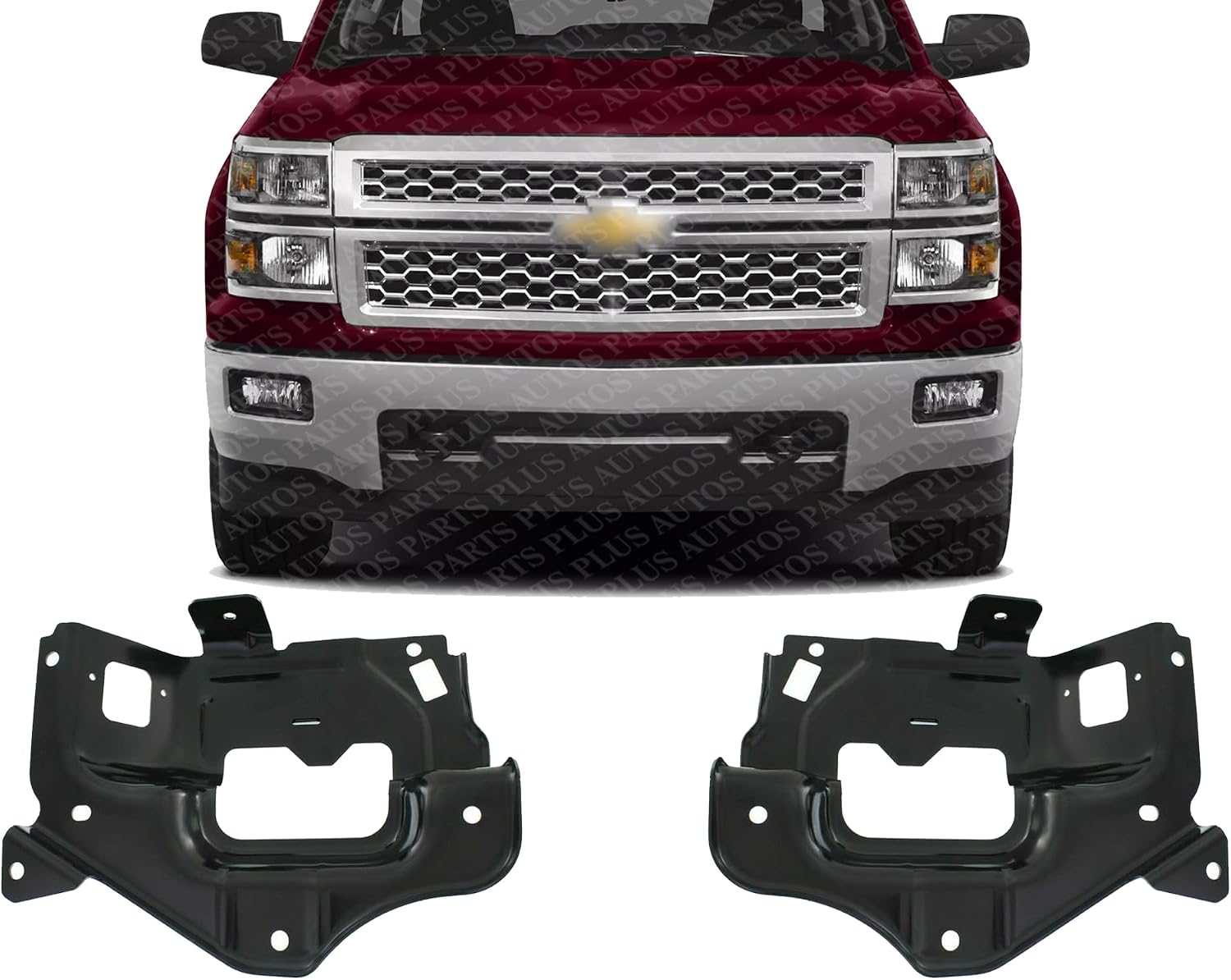 Set of 2 Front Bumper Inner Bracket Left Driver & Right Passenger Side Direct Replacement Compatible With 2014-2015 Chevrolet Silverado 1500 GM1067198 GM1066198 22944862 22944861
