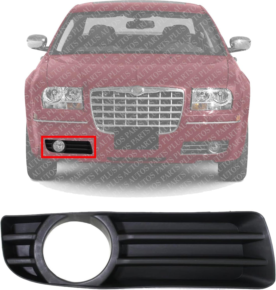 Front Fog Light Molding Primed Right Passenger Side Direct Replacement Compatible With 2005-2010 Chrysler 300 CH1015101 4805930AA