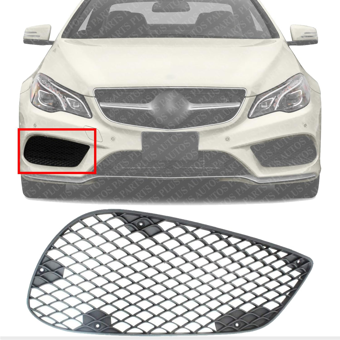 Front Bumper Outer Grille Textured Right Passenger Side Direct Replacement Compatible With 2014-2016 Mercedes Benz E-Class MB1039163 2128850623
