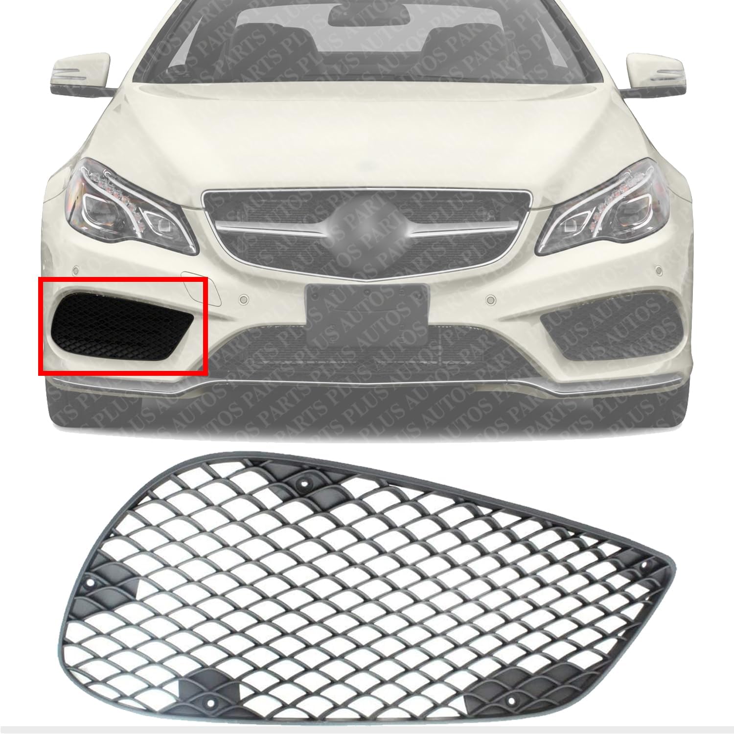 Front Bumper Outer Grille Textured Right Passenger Side Direct Replacement Compatible With 2014-2016 Mercedes Benz E-Class MB1039163 2128850623