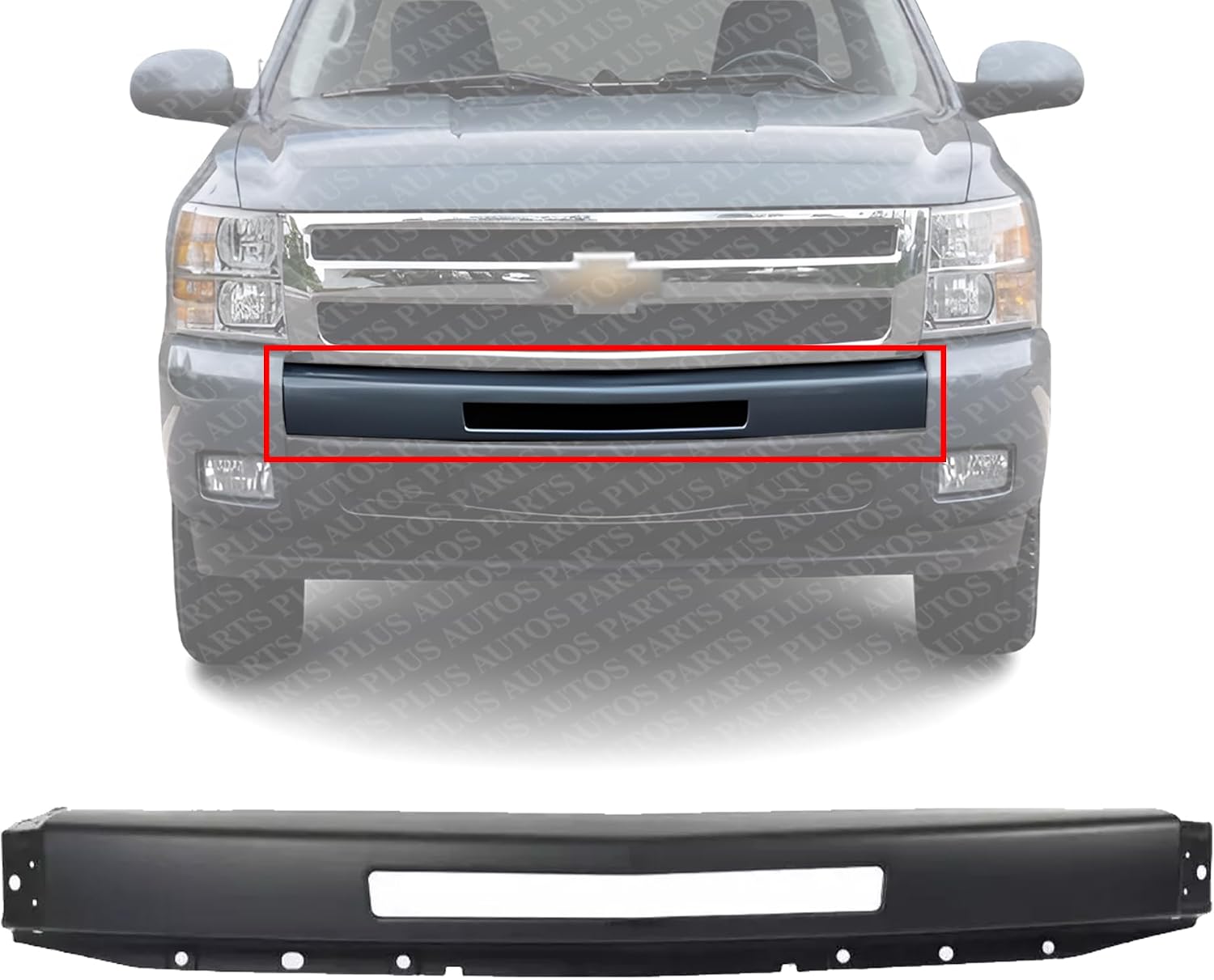 Front Bumper Face Bar Primed With Air Hole Direct Replacement Compatible With 2009-2013 Chevrolet Silverado 1500/2007-2010 2500HD 3500 GM1002836 15941837 15941850
