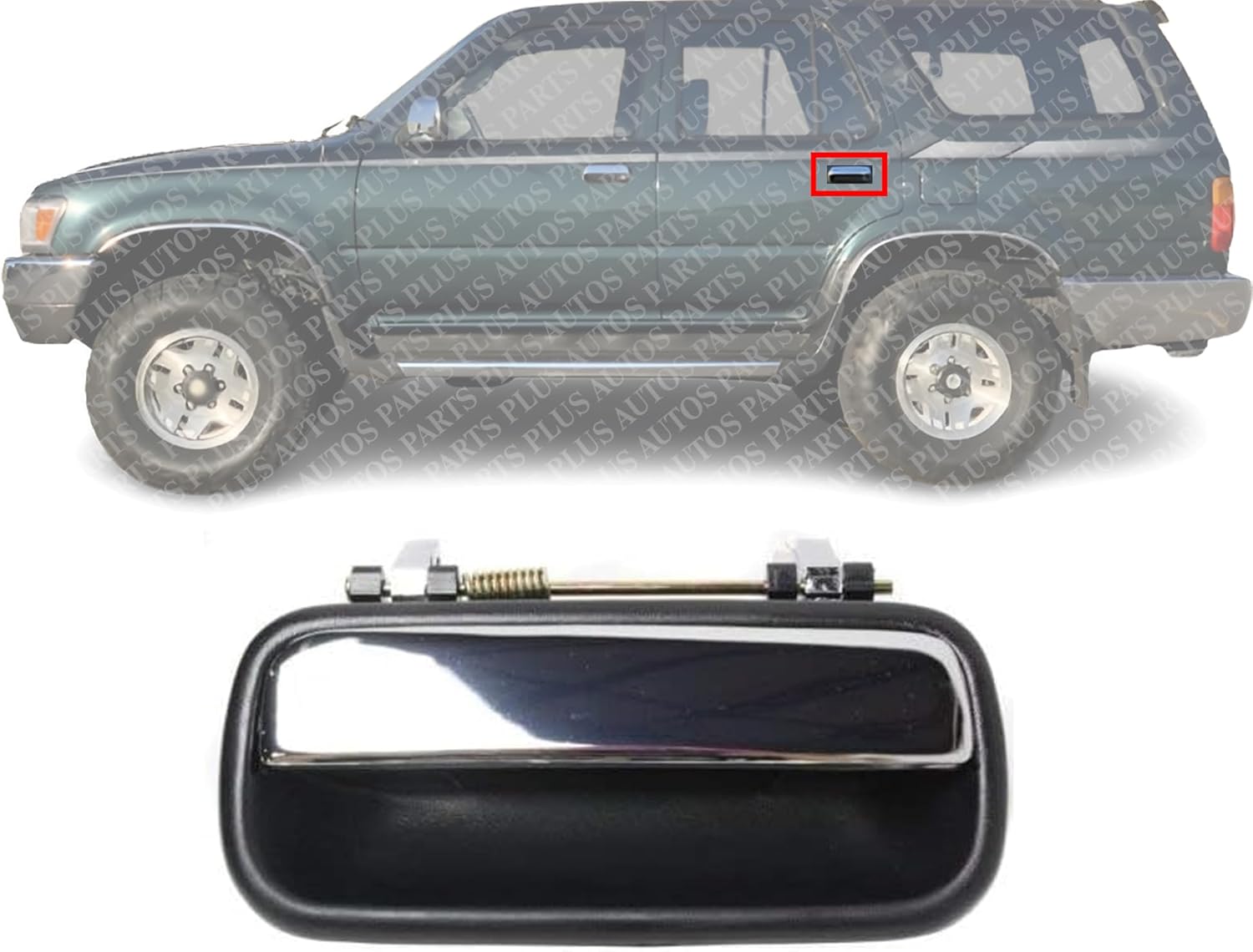 Rear Exterior Door Handle Black Bezel with Chrome Lever Left Driver Side Direct Replacement Compatible with 1990-1995 Toyota 4Runner TO1520108 6924089102