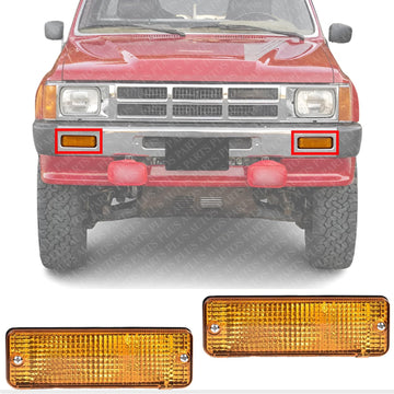 Set Of 2 Front Signal Lamp Assembly Left Driver & Right Passenger Side Direct Replacement Compatible With 1984-1989 Toyota 4Runner TO2521105 TO2530106 8151089130 8152089130