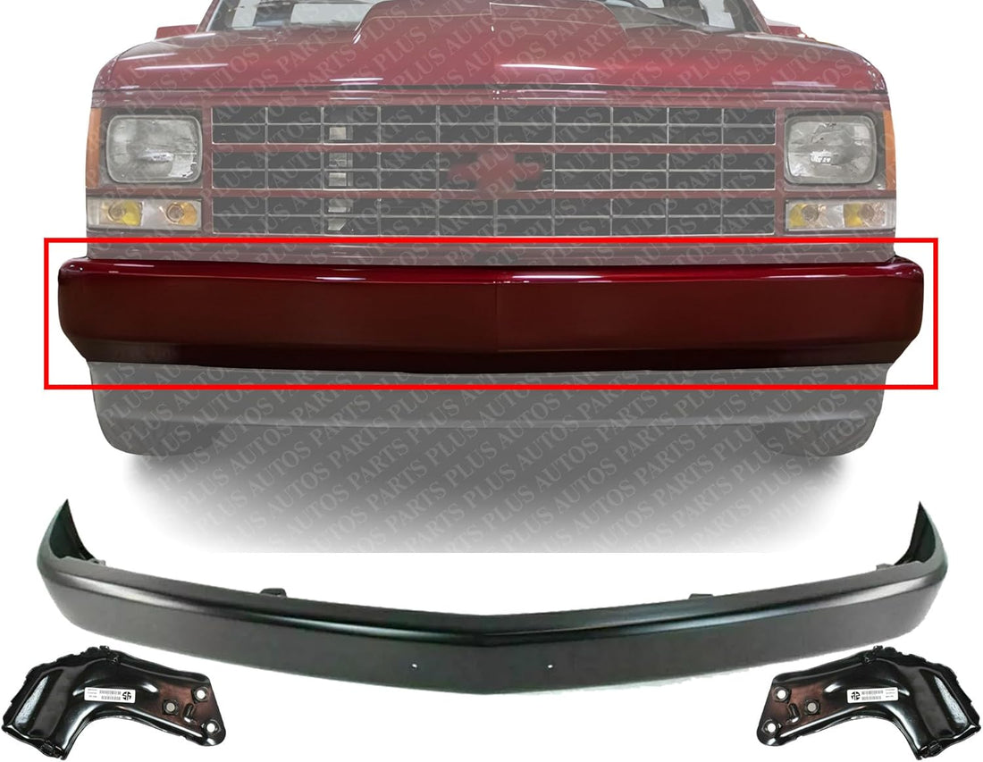AUTOS PARTS PLUS Front Bumper Face Bar Primed + Bracket Left Driver & Right Passenger Side Direct Replacement Compatible With 1994-2002 Chevrolet/GMC C/K-Series GM1002168 GM1066127 GM1067127