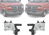 Set Of 2 Front Headlight Assembly Right Passenger & Left Driver Side Direct Replacement Compatible With 1998-2003 Dodge Ram Full Size Van CH2502118 CH2503118 55076525AC 55076524AC