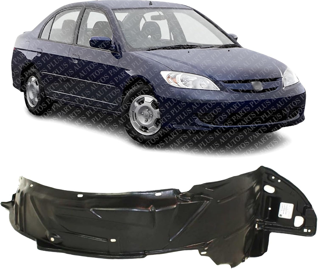 Front Fender Liner Right Passenger Side Direct Replacement Compatible with 2004-2005 Honda Civic HO1249121 74101S5AJ01