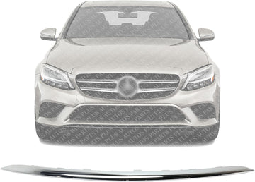 Front Bumper Face Bar Trim Molding Step Pad Chrome Direct Replacement Compatible With 2017-2020 Mercedes Benz E-Class MB1044130 2138857000