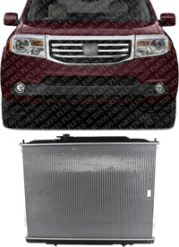 Front Radiator Aluminum Core Direct Replacement Compatible With 2009-2015 Honda Pilot / 2010-2014 Ridgeline HO3010222 19010RN0A52
